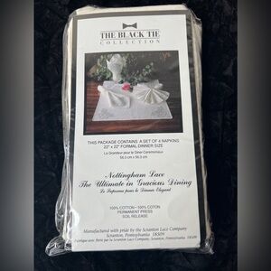 The Black Tie Collection 4 Formal Dinner Size Ivory Napkins Nottingham Lace VTG